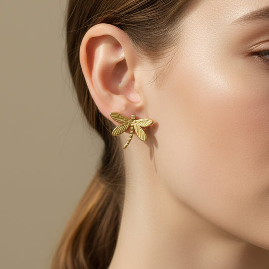 Gold dragonfly earrings