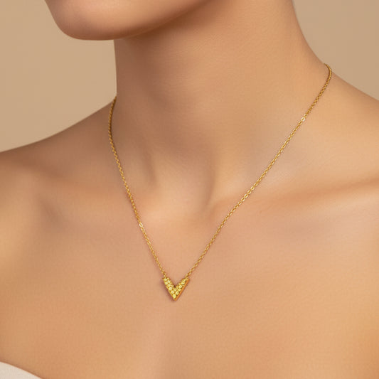 Gold V necklace