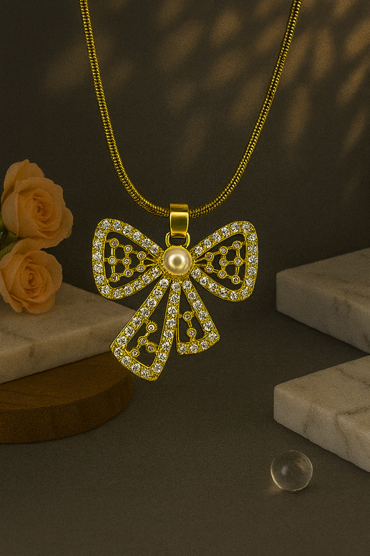 Golden Grace Bow Pendant