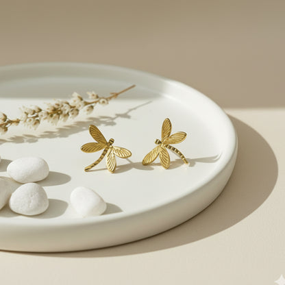 Gold dragonfly earrings