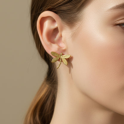Gold dragonfly earrings