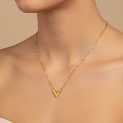 Gold V necklace