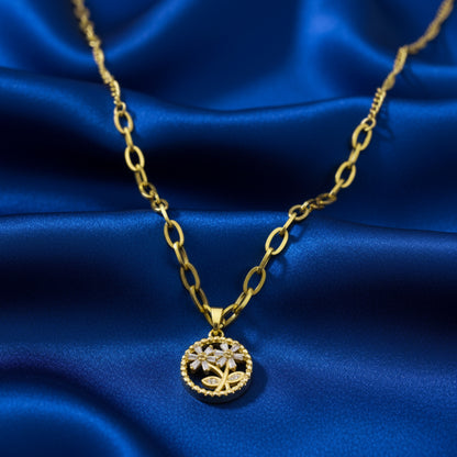 Golden Blossom Leaf Pendant