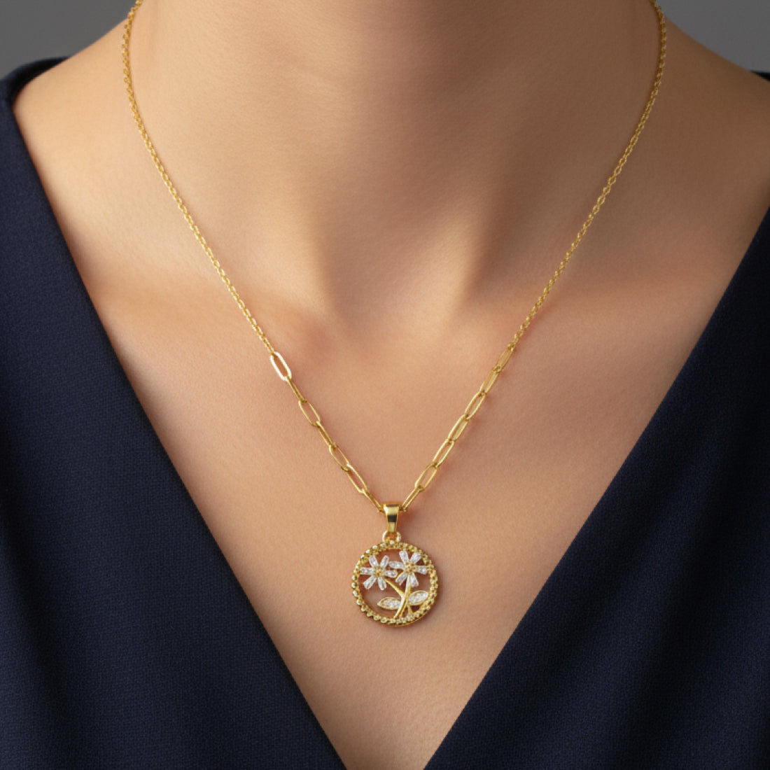 Golden Blossom Leaf Pendant