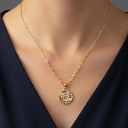 Golden Blossom Leaf Pendant