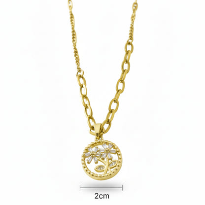 Golden Blossom Leaf Pendant