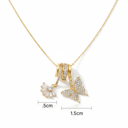 Golden Flutter Bloom Pendant Set