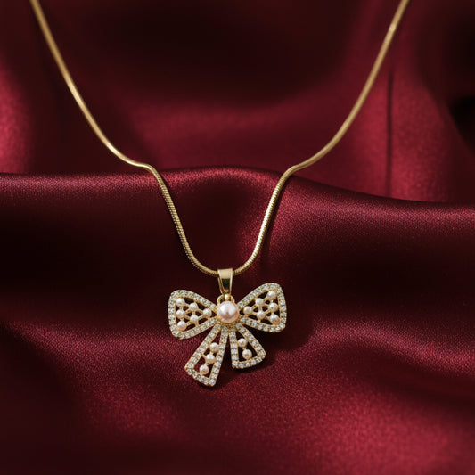 Golden Grace Bow Pendant