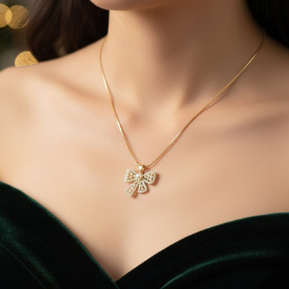 Golden Grace Bow Pendant