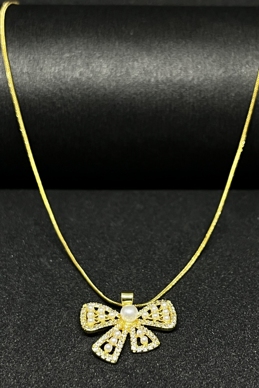 Golden Grace Bow Pendant