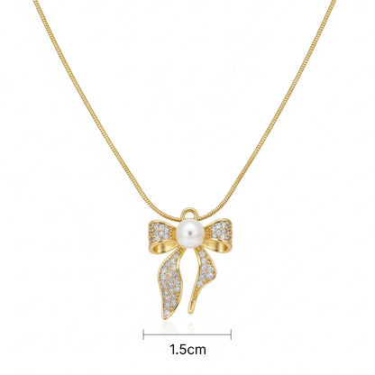 Pearl Glow Ribbon Necklace