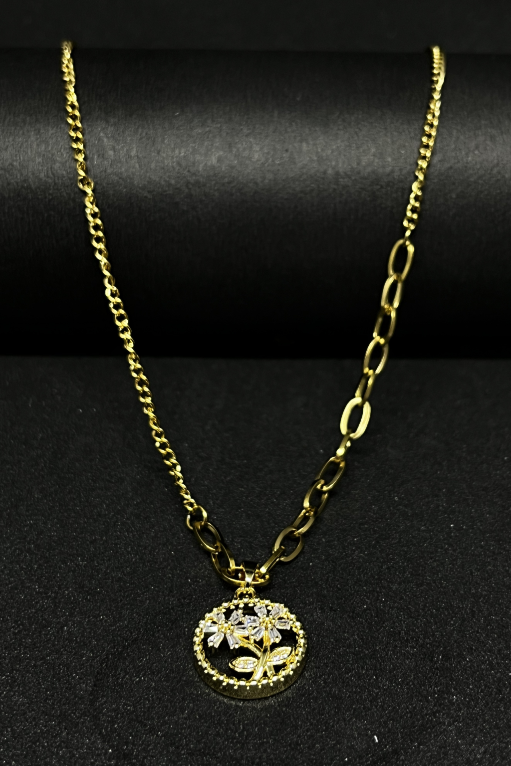Golden Blossom Leaf Pendant