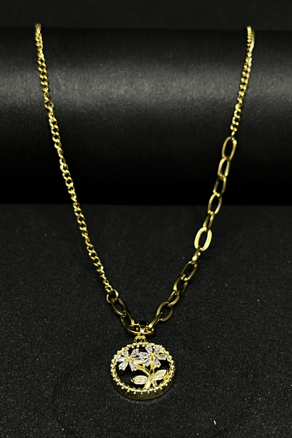 Golden Blossom Leaf Pendant