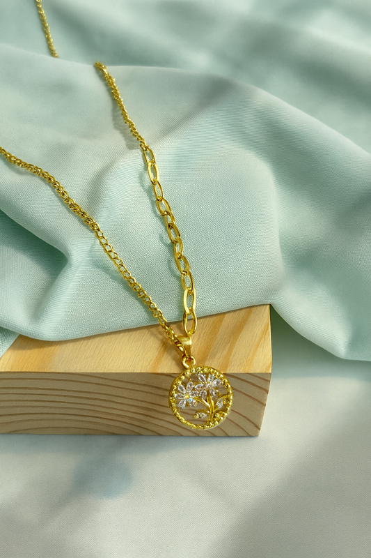 Golden Blossom Leaf Pendant