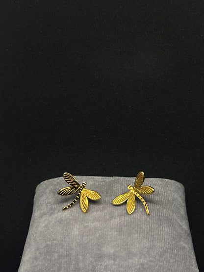 Gold dragonfly earrings