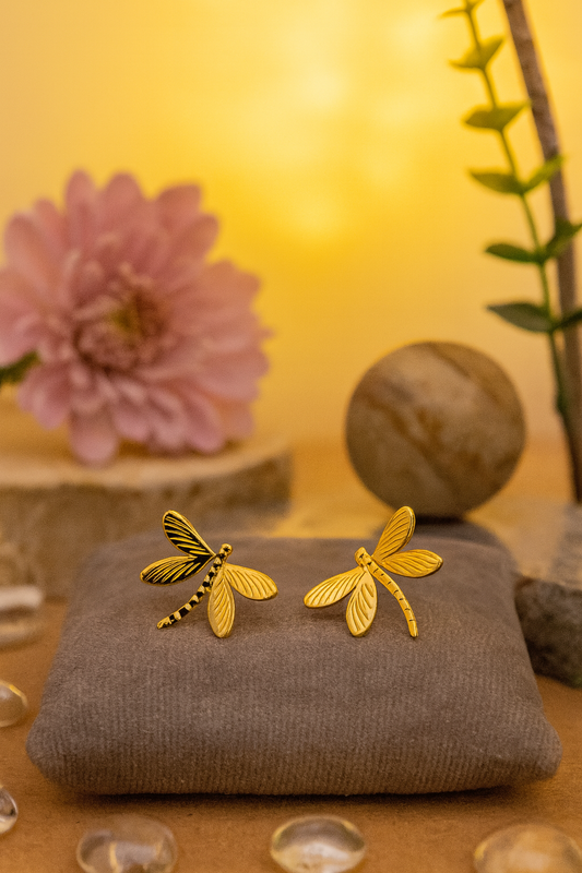 Gold dragonfly earrings